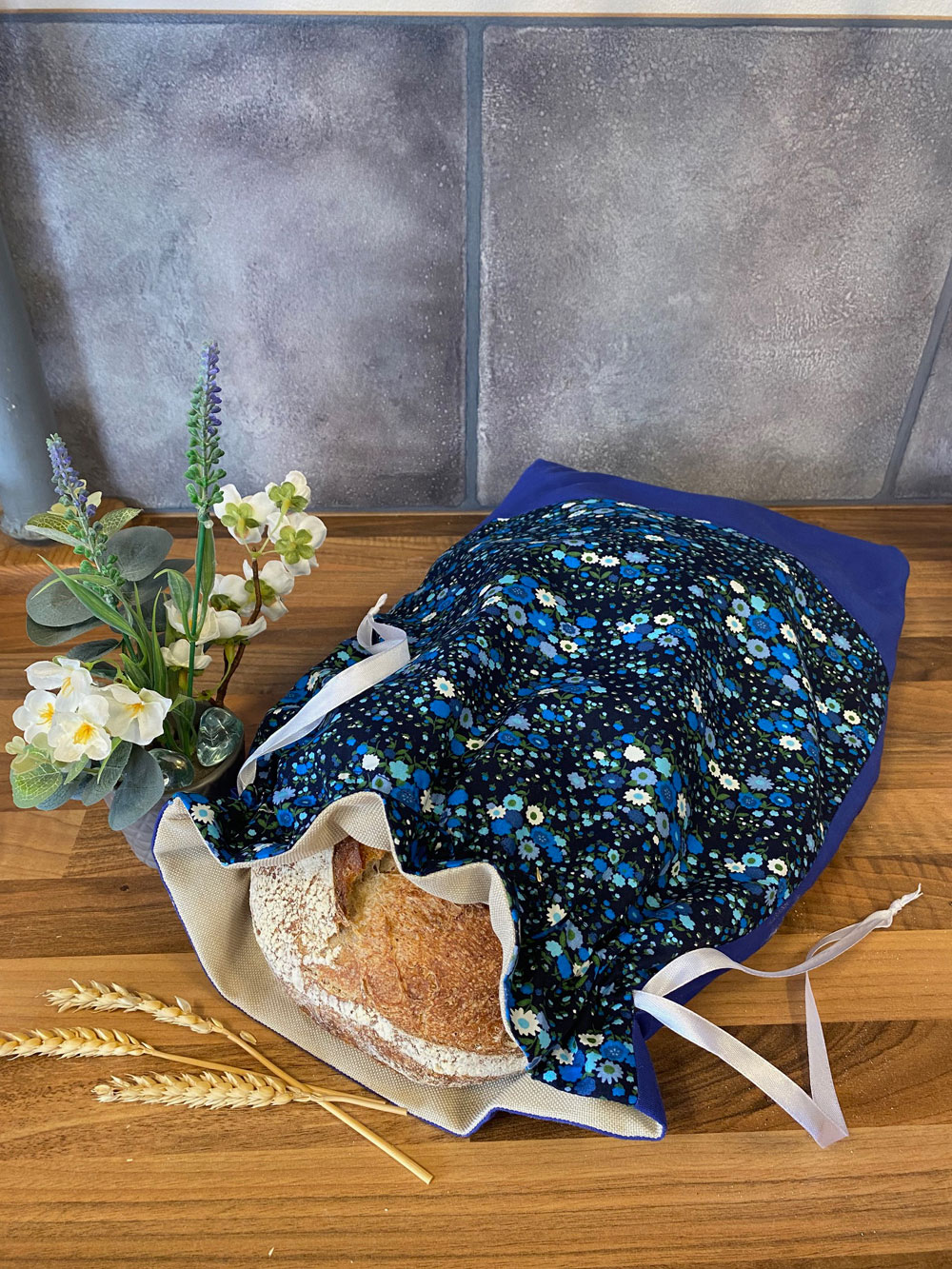 Bread Bag Blue Flowers