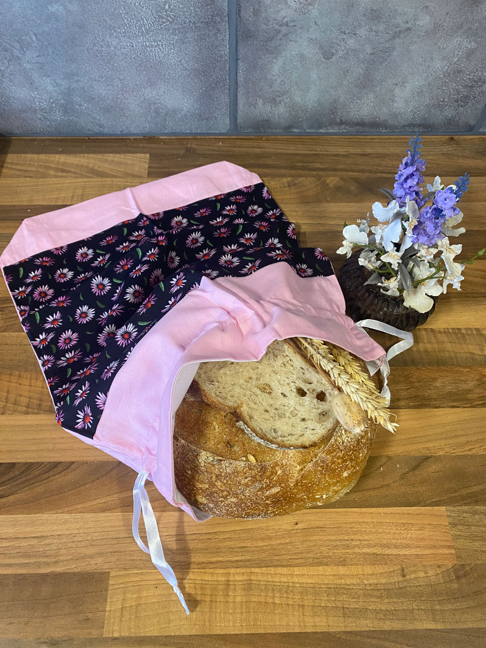 Bread Bag Purple Flowers